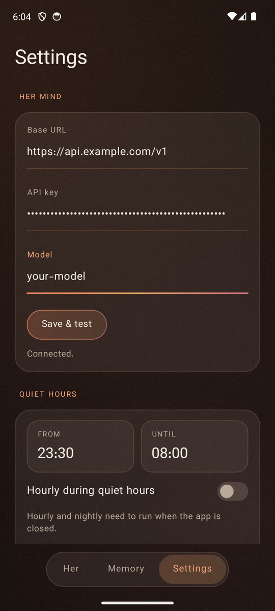 Settings grouped into warm glass cards